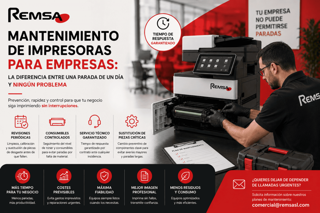 Mantenimiento de impresoras para empresas: la diferencia entre una parada de un día y ningún problema